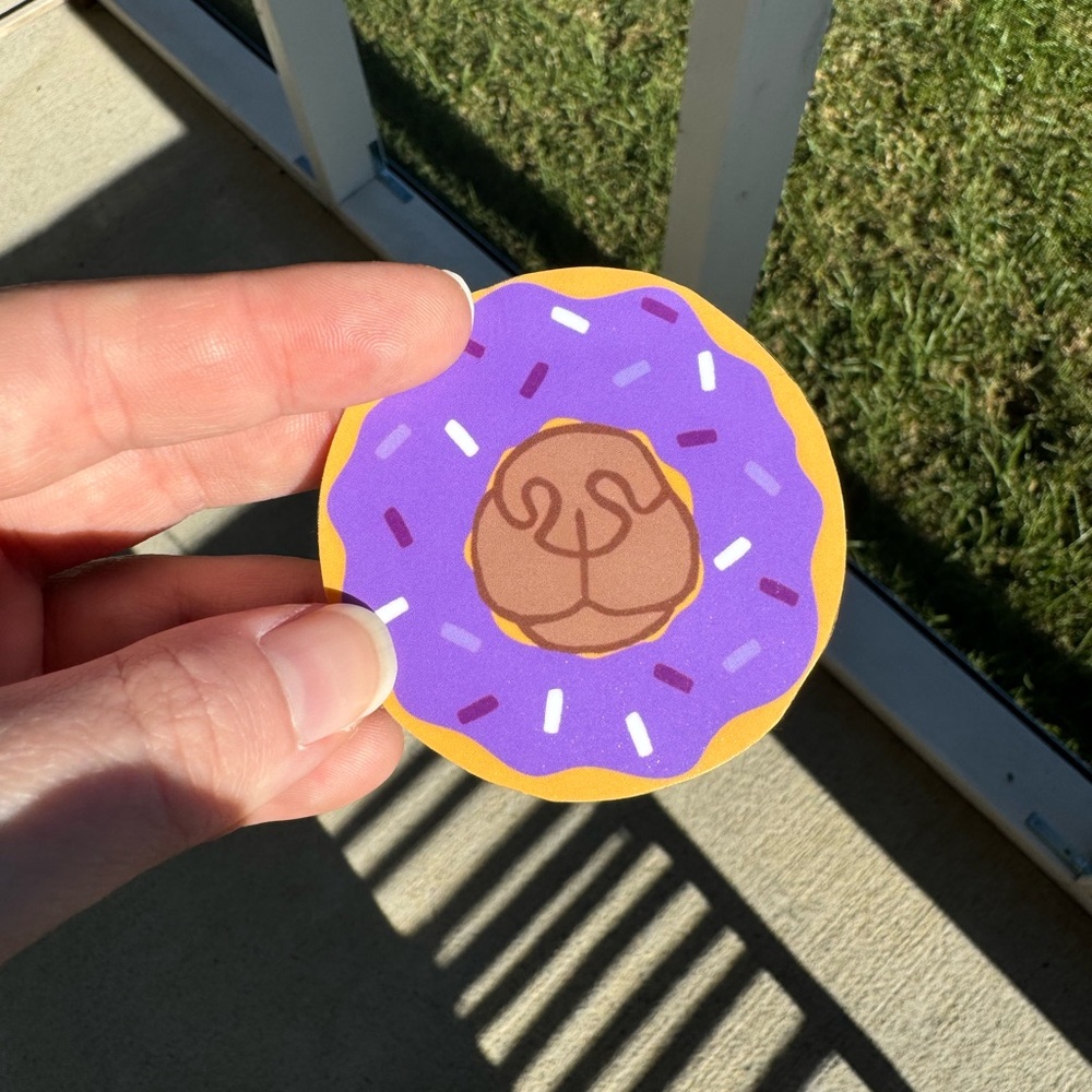 purple donut dog matte sticker